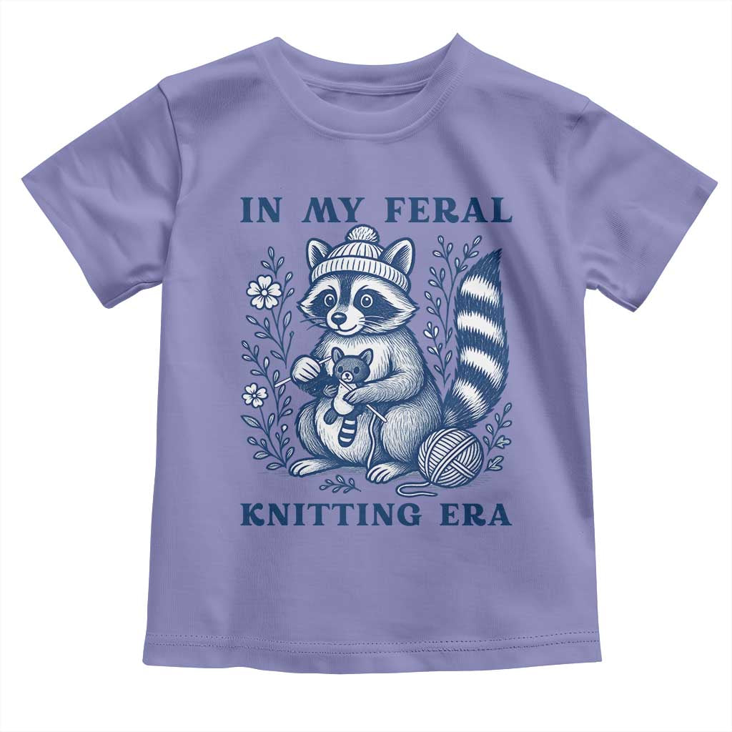 In My Feral Knitting Era Toddler T Shirt Raccoon Yarn Lover - Wonder Print Shop