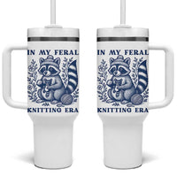 In My Feral Knitting Era Tumbler With Handle Raccoon Yarn Lover - Wonder Print Shop