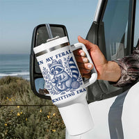 In My Feral Knitting Era Tumbler With Handle Raccoon Yarn Lover - Wonder Print Shop