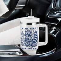 In My Feral Knitting Era Tumbler With Handle Raccoon Yarn Lover - Wonder Print Shop