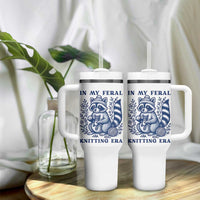 In My Feral Knitting Era Tumbler With Handle Raccoon Yarn Lover - Wonder Print Shop