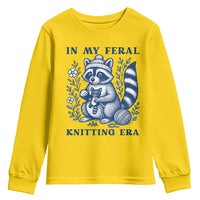 In My Feral Knitting Era Youth Sweatshirt Raccoon Yarn Lover - Wonder Print Shop