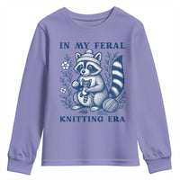 In My Feral Knitting Era Youth Sweatshirt Raccoon Yarn Lover - Wonder Print Shop