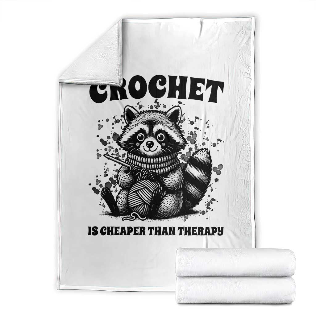 Crocheting Is Cheaper Than Therapy Throw Blanket Raccoon Yarn Lover - Wonder Print Shop