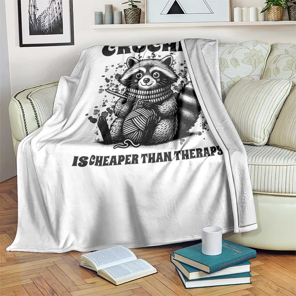 Crocheting Is Cheaper Than Therapy Throw Blanket Raccoon Yarn Lover - Wonder Print Shop