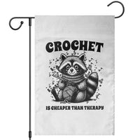 Crocheting Is Cheaper Than Therapy Garden Flag Raccoon Yarn Lover - Wonder Print Shop