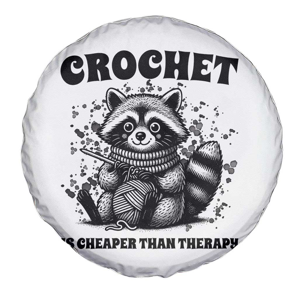 Crocheting Is Cheaper Than Therapy Spare Tire Cover Raccoon Yarn Lover - Wonder Print Shop