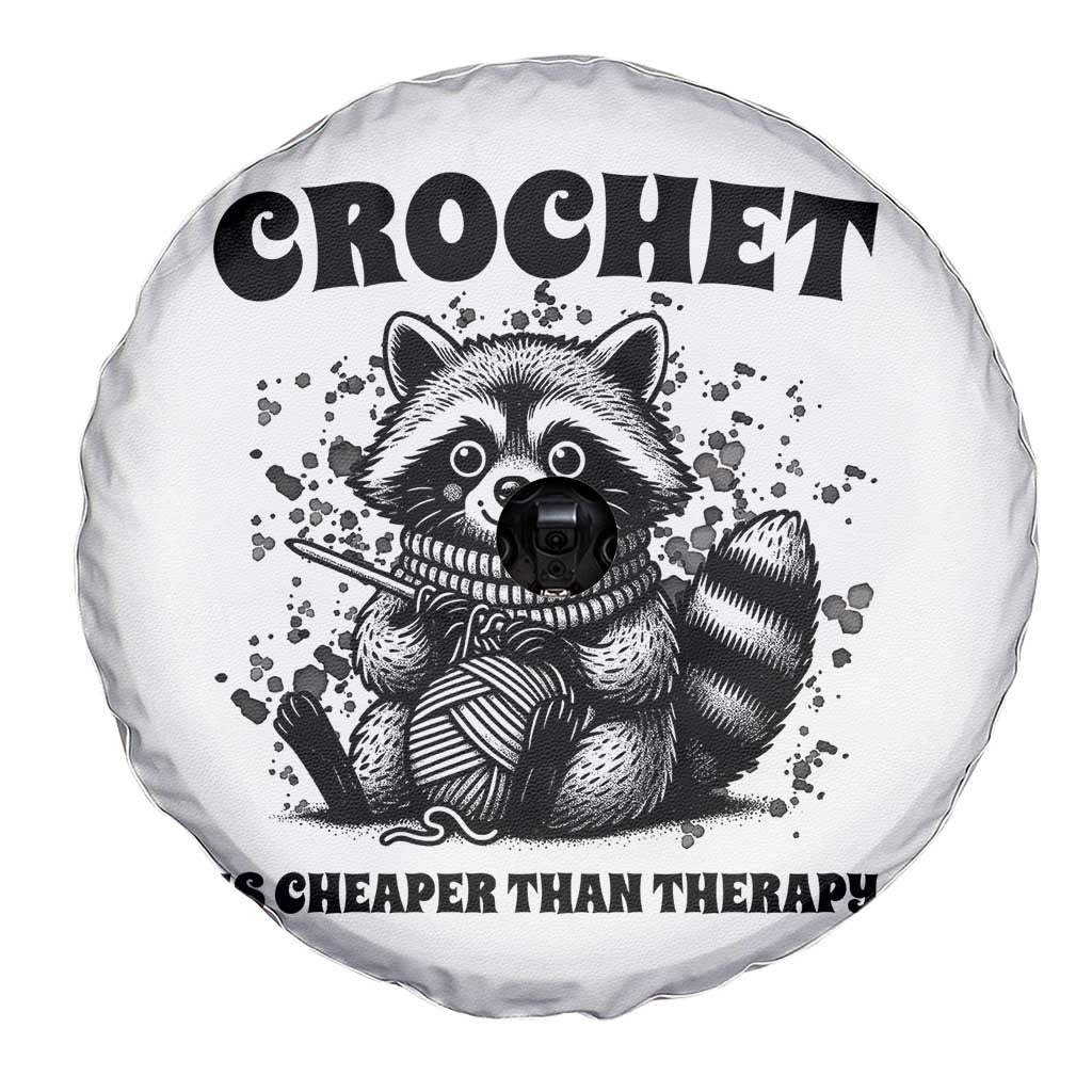Crocheting Is Cheaper Than Therapy Spare Tire Cover Raccoon Yarn Lover - Wonder Print Shop