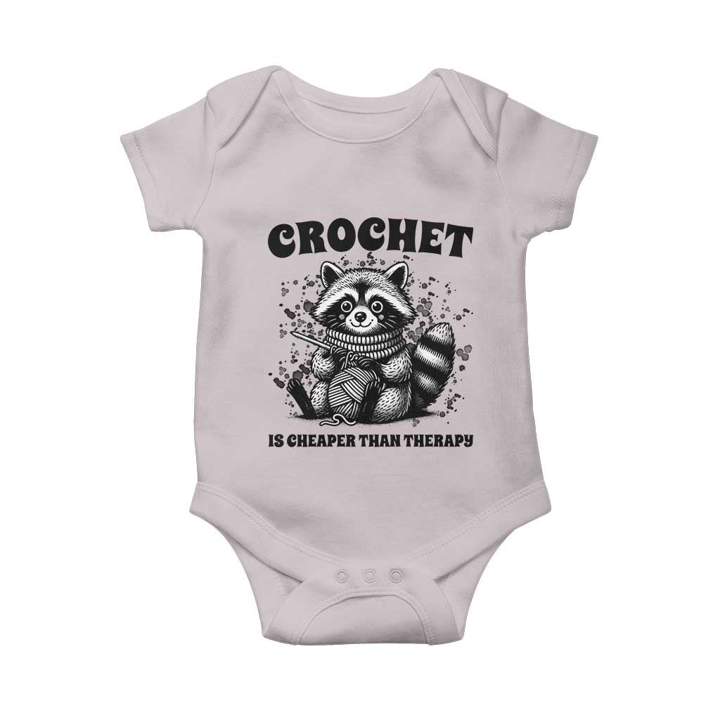 Crocheting Is Cheaper Than Therapy Baby Onesie Raccoon Yarn Lover - Wonder Print Shop