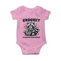 Crocheting Is Cheaper Than Therapy Baby Onesie Raccoon Yarn Lover - Wonder Print Shop