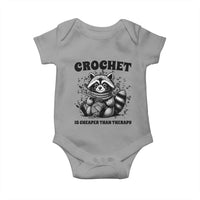 Crocheting Is Cheaper Than Therapy Baby Onesie Raccoon Yarn Lover - Wonder Print Shop