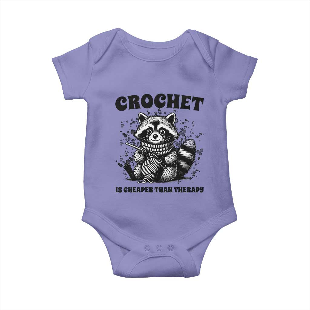 Crocheting Is Cheaper Than Therapy Baby Onesie Raccoon Yarn Lover - Wonder Print Shop