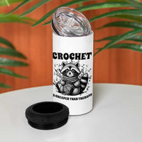 Crocheting Is Cheaper Than Therapy 4 in 1 Can Cooler Tumbler Raccoon Yarn Lover - Wonder Print Shop