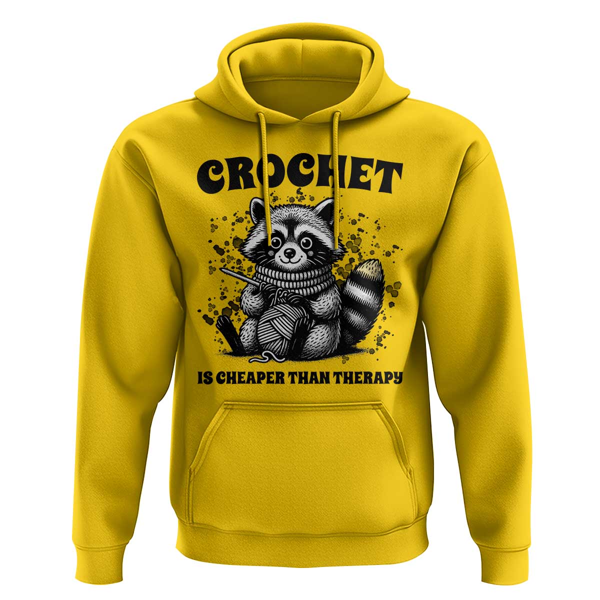 Crocheting Is Cheaper Than Therapy Hoodie Raccoon Yarn Lover - Wonder Print Shop