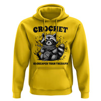 Crocheting Is Cheaper Than Therapy Hoodie Raccoon Yarn Lover - Wonder Print Shop