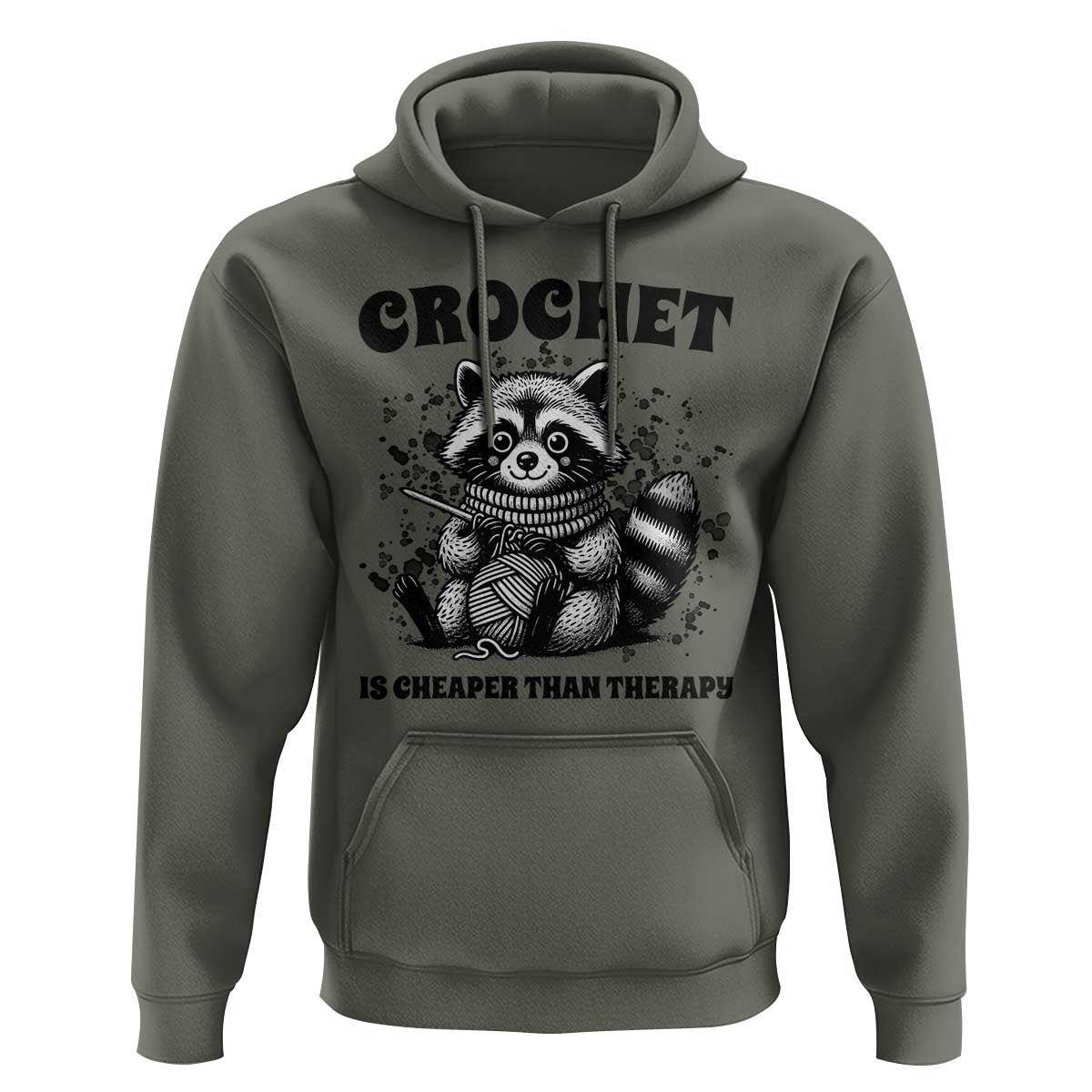 Crocheting Is Cheaper Than Therapy Hoodie Raccoon Yarn Lover - Wonder Print Shop