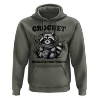 Crocheting Is Cheaper Than Therapy Hoodie Raccoon Yarn Lover - Wonder Print Shop