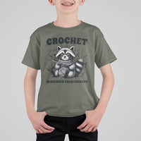 Crocheting Is Cheaper Than Therapy T Shirt For Kid Raccoon Yarn Lover - Wonder Print Shop