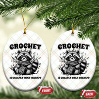 Crocheting Is Cheaper Than Therapy Ceramic Ornament Raccoon Yarn Lover - Wonder Print Shop