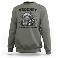 Crocheting Is Cheaper Than Therapy Sweatshirt Raccoon Yarn Lover - Wonder Print Shop