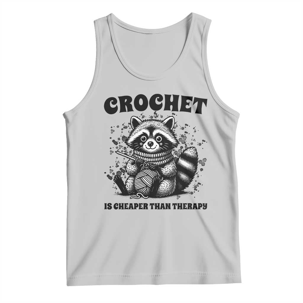 Crocheting Is Cheaper Than Therapy Tank Top Raccoon Yarn Lover - Wonder Print Shop