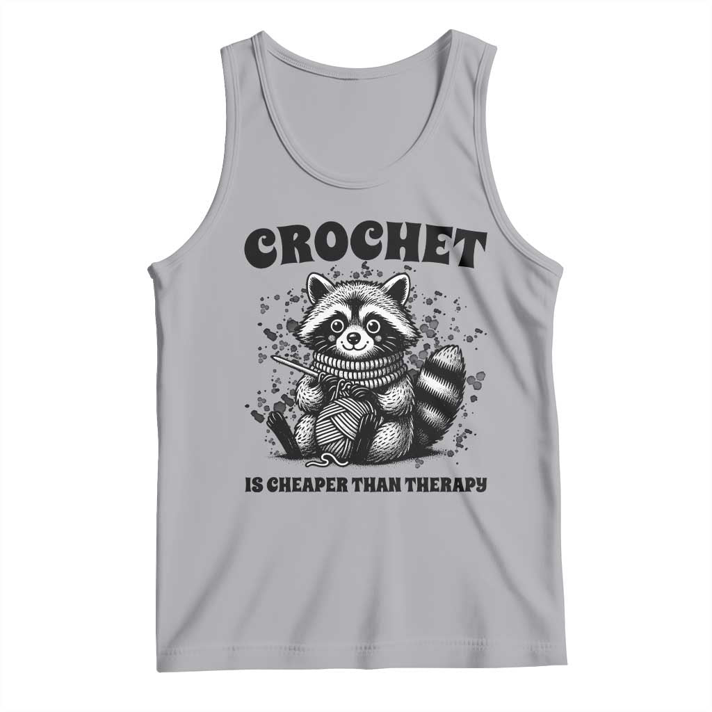 Crocheting Is Cheaper Than Therapy Tank Top Raccoon Yarn Lover - Wonder Print Shop