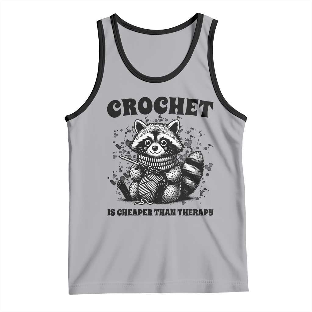 Crocheting Is Cheaper Than Therapy Tank Top Raccoon Yarn Lover - Wonder Print Shop