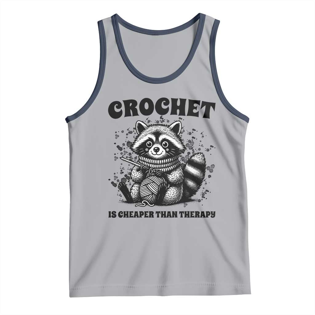 Crocheting Is Cheaper Than Therapy Tank Top Raccoon Yarn Lover - Wonder Print Shop