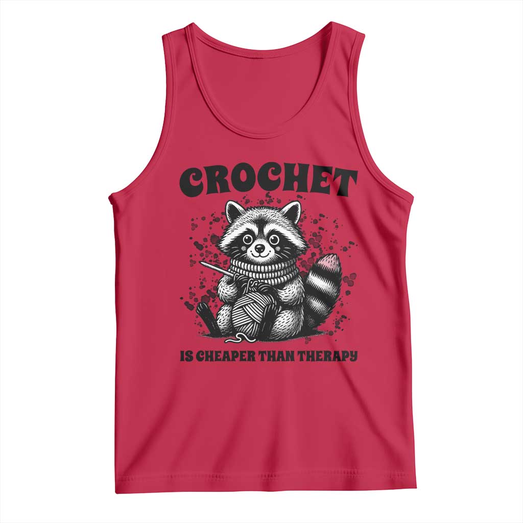 Crocheting Is Cheaper Than Therapy Tank Top Raccoon Yarn Lover - Wonder Print Shop
