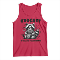 Crocheting Is Cheaper Than Therapy Tank Top Raccoon Yarn Lover - Wonder Print Shop