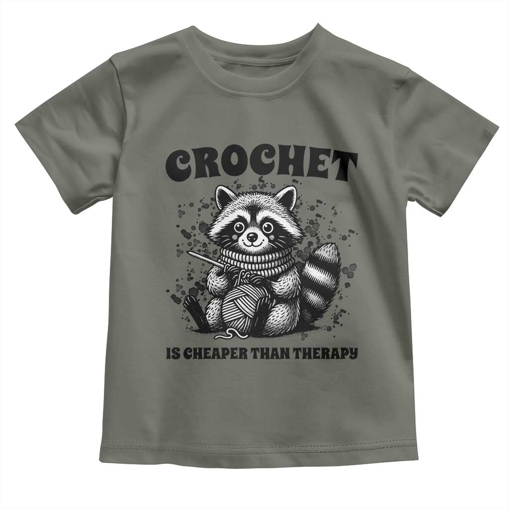 Crocheting Is Cheaper Than Therapy Toddler T Shirt Raccoon Yarn Lover - Wonder Print Shop