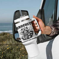 Crocheting Is Cheaper Than Therapy Tumbler With Handle Raccoon Yarn Lover - Wonder Print Shop