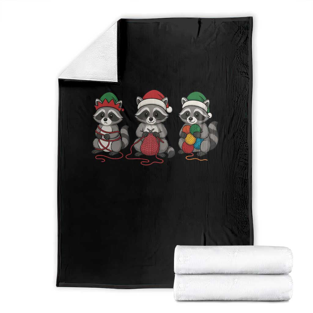 Christmas Raccoon Knitting Throw Blanket Funny Holiday Yarn Gift - Wonder Print Shop