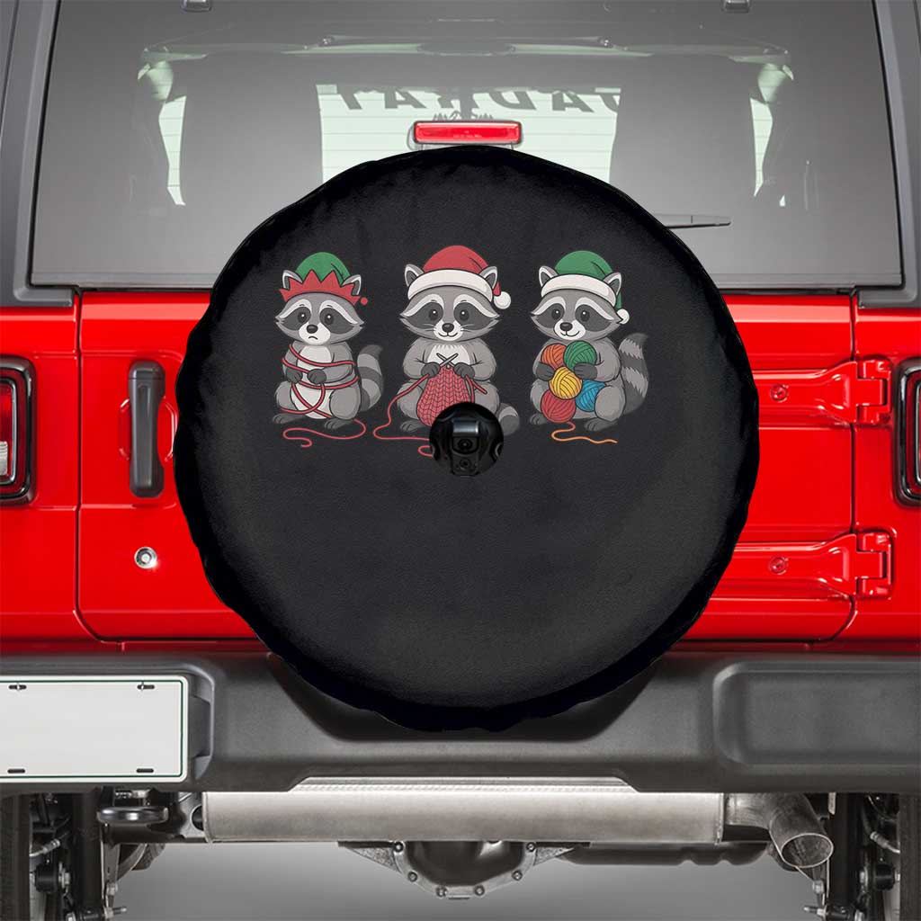Christmas Raccoon Knitting Spare Tire Cover Funny Holiday Yarn Gift - Wonder Print Shop