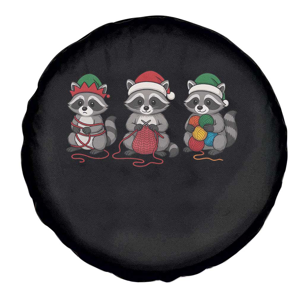 Christmas Raccoon Knitting Spare Tire Cover Funny Holiday Yarn Gift - Wonder Print Shop