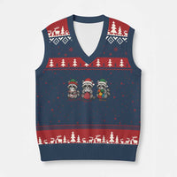Xmas Raccoon Knitting V-Neck Knit Sweater Vest Funny Holiday Yarn Gift - Wonder Print Shop
