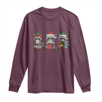 Christmas Raccoon Knitting Long Sleeve Shirt Funny Holiday Yarn Gift - Wonder Print Shop