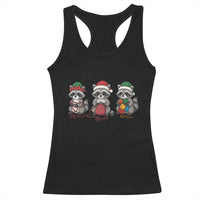 Christmas Raccoon Knitting Racerback Tank Top Funny Holiday Yarn Gift - Wonder Print Shop