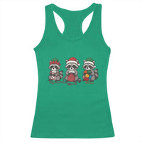 Christmas Raccoon Knitting Racerback Tank Top Funny Holiday Yarn Gift - Wonder Print Shop