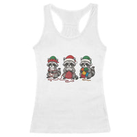 Christmas Raccoon Knitting Racerback Tank Top Funny Holiday Yarn Gift - Wonder Print Shop