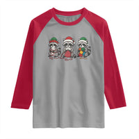 Christmas Raccoon Knitting Raglan Shirt Funny Holiday Yarn Gift - Wonder Print Shop