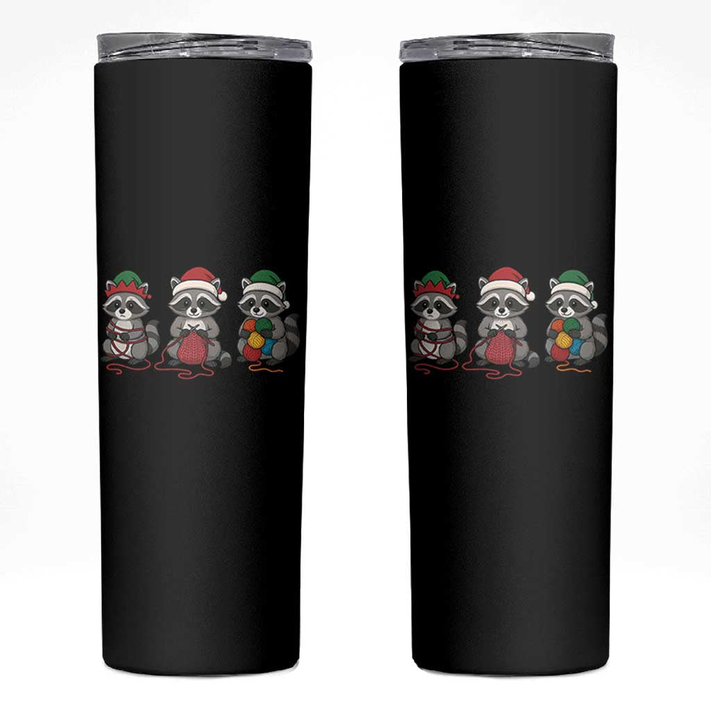 Christmas Raccoon Knitting Skinny Tumbler Funny Holiday Yarn Gift - Wonder Print Shop