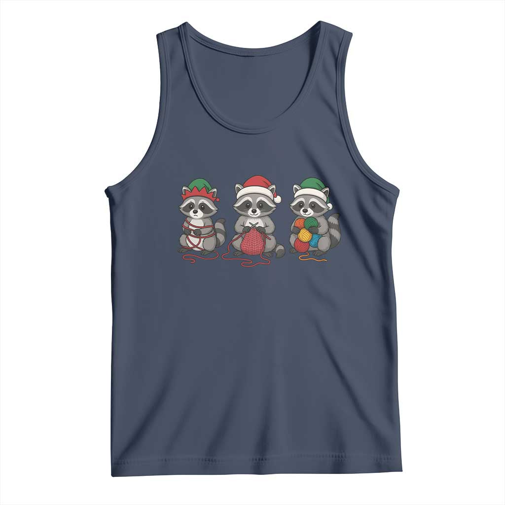 Christmas Raccoon Knitting Tank Top Funny Holiday Yarn Gift - Wonder Print Shop