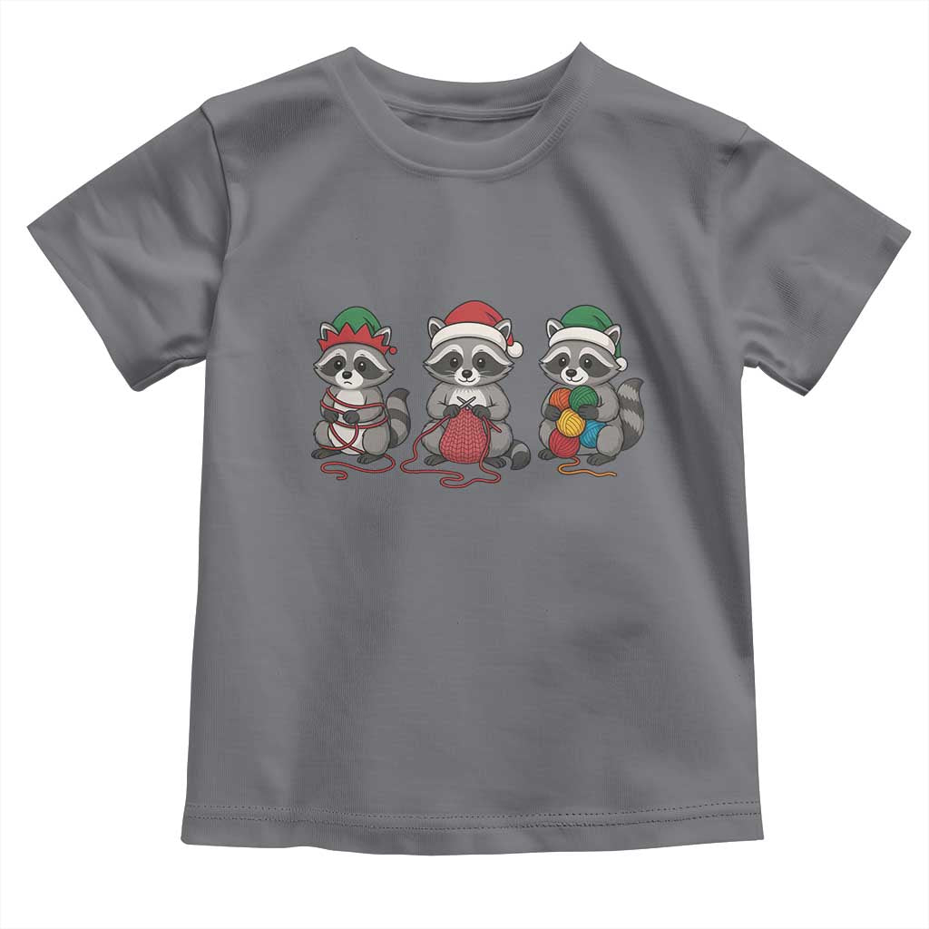 Christmas Raccoon Knitting Toddler T Shirt Funny Holiday Yarn Gift - Wonder Print Shop