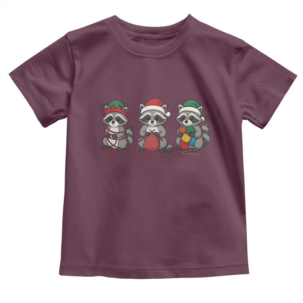 Christmas Raccoon Knitting Toddler T Shirt Funny Holiday Yarn Gift - Wonder Print Shop