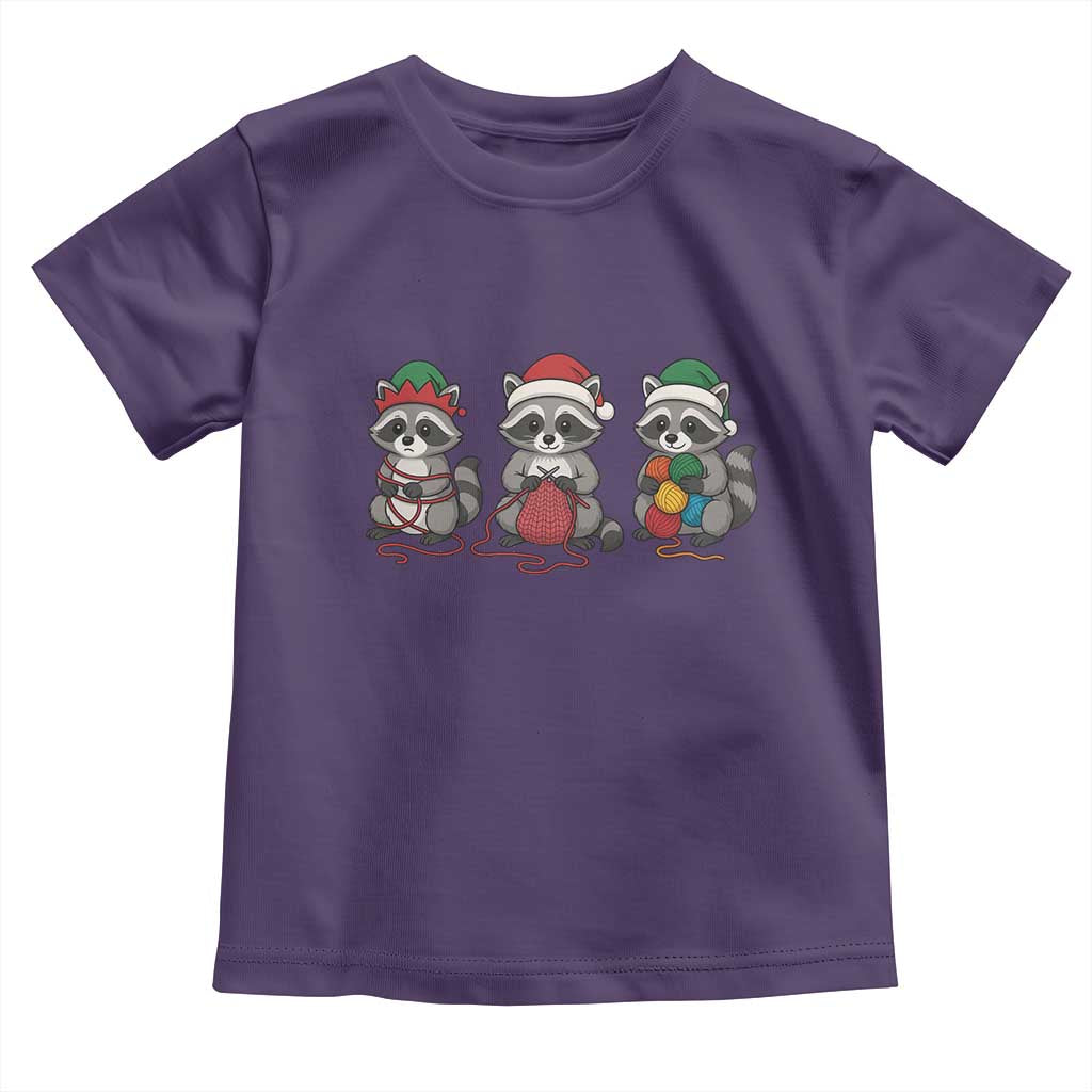Christmas Raccoon Knitting Toddler T Shirt Funny Holiday Yarn Gift - Wonder Print Shop