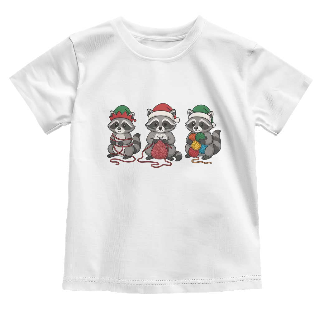 Christmas Raccoon Knitting Toddler T Shirt Funny Holiday Yarn Gift - Wonder Print Shop