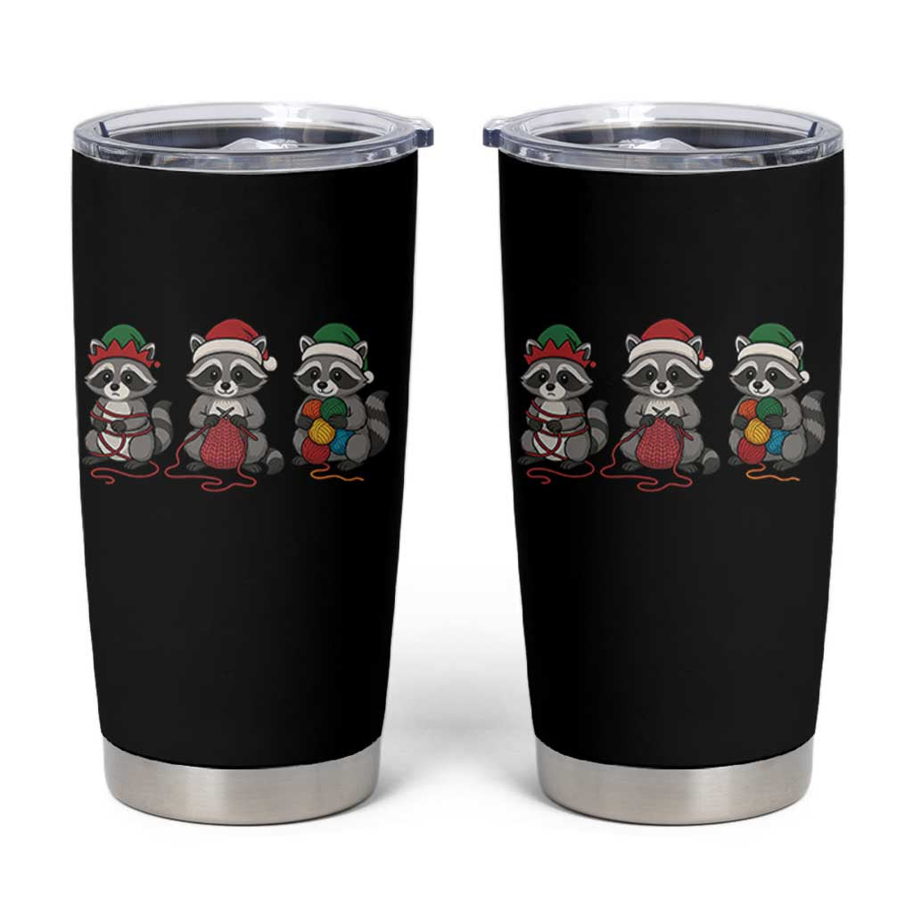 Christmas Raccoon Knitting Tumbler Cup Funny Holiday Yarn Gift - Wonder Print Shop