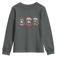 Christmas Raccoon Knitting Youth Sweatshirt Funny Holiday Yarn Gift - Wonder Print Shop