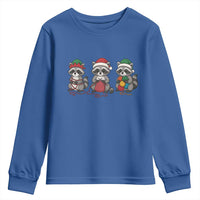 Christmas Raccoon Knitting Youth Sweatshirt Funny Holiday Yarn Gift - Wonder Print Shop